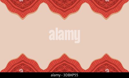Fond vectoriel élégant avec des motifs de tissu ornemental rouge sur les bords supérieur et inférieur, avec un centre beige propre pour le texte ou la présentation. Illustration de Vecteur