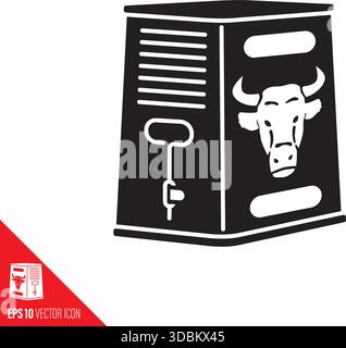 Boîte de bœuf corned avec dessin de l'icône de glyphe vecteur de tête de taureau pour le corned beef et le jour du chou le 17 mars Illustration de Vecteur