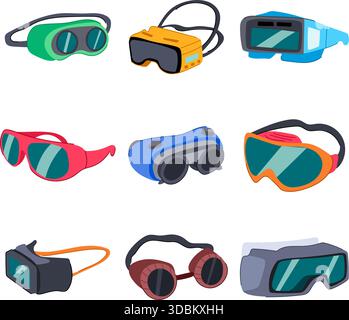 Collection de diverses lunettes de protection et innovantes Illustration de Vecteur