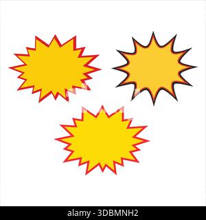 Pop Art Exploding Starburst Shapes Sale Discount Stickers Set Illustration de Vecteur