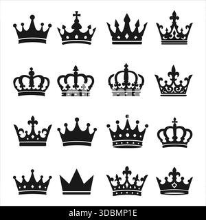 Royal Crown silhouettes Vector Set icônes élégantes de monarchie Illustration de Vecteur