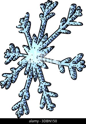 Dessin stylisé de flocon de neige bleu représentant la saison hivernale Illustration de Vecteur