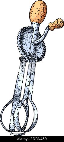 Batteur à main avec batteurs rotatifs pour la cuisson au four et la cuisson Illustration de Vecteur