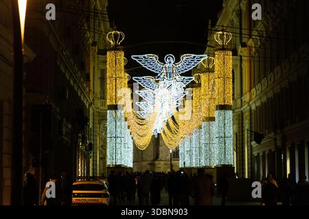 Illumination des lumières de noël à Cluj-Napoca Banque D'Images