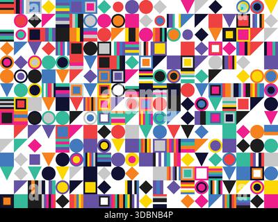 Motif géométrique abstrait avec des formes colorées sur un fond blanc, graphique moderne Illustration de Vecteur