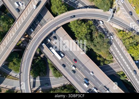 Vue aérienne sur une partie de l'échangeur de Gravelly Hill, également connu sous le nom de Spaghetti Junction, Birmingham, Royaume-Uni. Banque D'Images