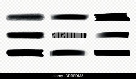 Traits de marqueur épais noirs. Ensemble de lignes de peinture dessinées à la main. Style grunge Illustration de Vecteur