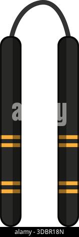 Arme d'arts martiaux Nunchaku dans un style de design plat Illustration de Vecteur