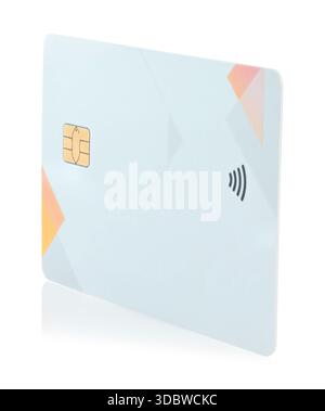 Carte bancaire vierge avec puce de paiement sans contact, isolée sur fond transparent. Modèle parfait pour la conception, la marque, les concepts financiers et digi Banque D'Images