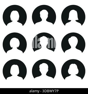 Avatar silhouettes pour hommes et femmes, icônes de profil. Illustration de Vecteur