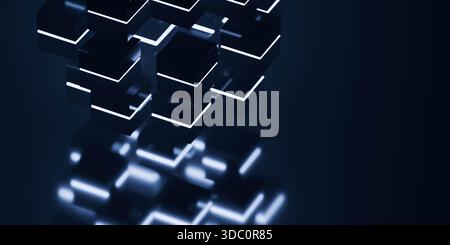 Formes géométriques éclatantes abstraites sur fond sombre Banque D'Images