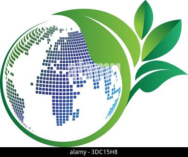 Illustration d'un logo Eco Global Sustainability avec arrière-plan isolé Banque D'Images