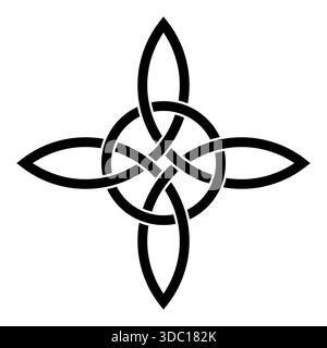 Nœud de quad celtique, croix celtique avec cercle entrelacé. Nœud quadruple entrelacé, un motif sans fin avec quatre boucles entrelacées reliées. Banque D'Images