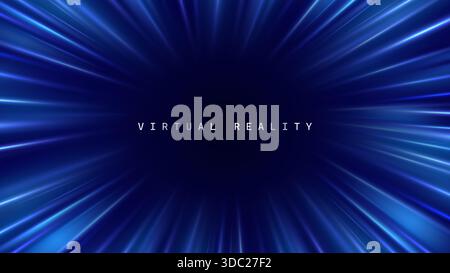 Fond VR de réalité virtuelle avec effet zoom. Illustration des effets brillants des lignes de propagation pour les enseignes de commerce électronique shopping au détail. Illustration de Vecteur