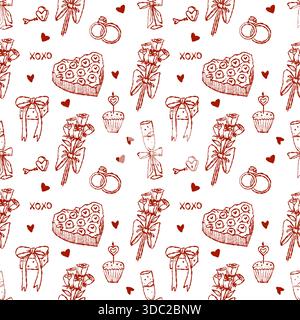 Motif fantaisiste en rose, conception pour carte, fêtes et restaurants Illustration de Vecteur