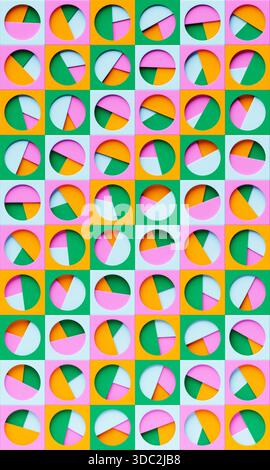 Une illustration 3D d'un motif coloré dans un style ornemental géométrique, avec un fond géométrique abstrait et une surface texturée. Cette conception Banque D'Images