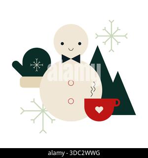 Carte de voeux de Noël avec des éléments géométriques. Pour invitation, affiche, publicité. Illustration vectorielle, conception plate Illustration de Vecteur