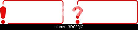 Bordure de cadre avec point d'interrogation et point d'exclamation rouge définie. Communication, requête et collecte de symboles d'alerte. Conception de l'interface de dialogue et de messagerie Illustration de Vecteur
