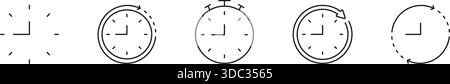 Icône de ligne de gestion de l'horloge et du temps définie. Collection de symboles de suivi du temps, de planification et de chronomètre. Gestion et planification efficaces du temps Illustration de Vecteur