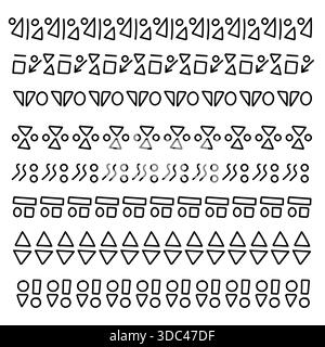 Séparateurs géométriques et bordures de doodle dessinés à la main avec des formes de doodle comme des triangles, des cercles et des lignes dans un style noir et blanc esquissé.vecteur Illustration de Vecteur