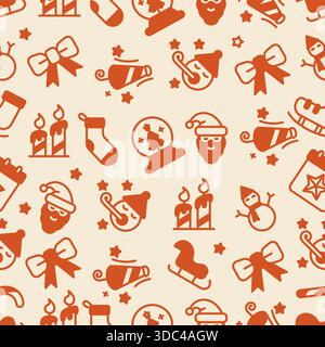 Noël Outline icône Seamless Pattern fond blanc. Illustration vectorielle Illustration de Vecteur