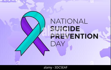 Journée nationale de prévention du suicide illustration de fond avec ruban Illustration de Vecteur