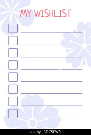 Bloc-notes fleuri pastel avec cases à cocher et espaces doublés pour des notes à motifs floraux roses et bleus Illustration de Vecteur