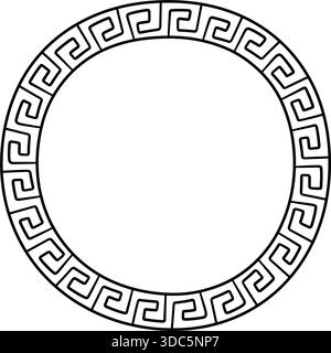 Cadre circulaire grec doodle. Cadre rond romain dessiné à la main. Motif grec ou romain ancien motif de bordure. Elément circulaire d'ornement antique. Vecteur Illustration de Vecteur