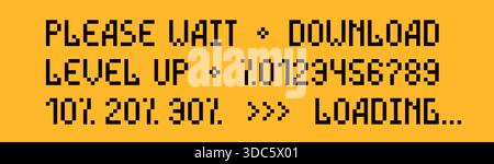 Phrases de jeu Pixel art sur fond jaune. Illustration de Vecteur
