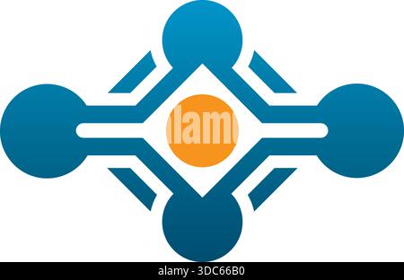 Abstrait Connection Network icône logo Design Modern Technology Template Illustration de Vecteur