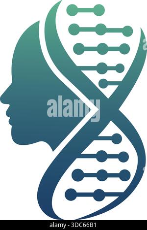 ADN Genetic Human Profile logo Design Template icône de vecteur Illustration de Vecteur