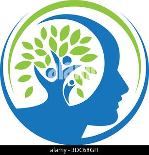 Human Brain Tree logo Design nature Growth Vector Icon Template Illustration de Vecteur