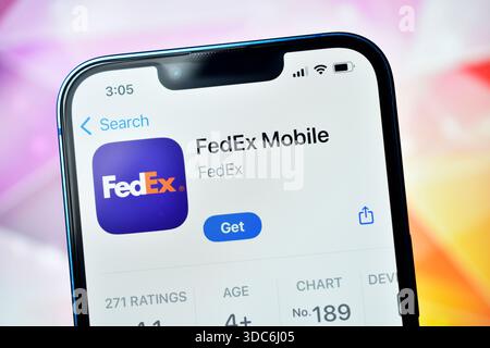 New Delhi, Inde 20 jaunary 2026 :- FedEx Mobile application sur smartphone Banque D'Images