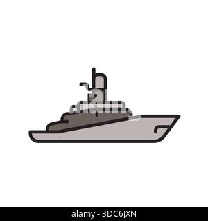 icône de ligne noire de navire de guerre. Elément isolé vectoriel.contour modifiable Illustration de Vecteur