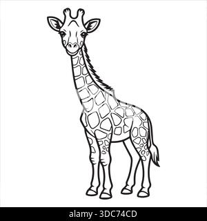 Illustration vectorielle d'une page de coloriage girafe Illustration de Vecteur