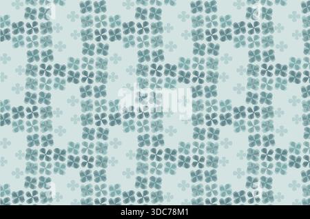 Cette illustration vectorielle de luxe haut de gamme présente un motif sans couture et répétitif de motifs floraux stylisés à quatre pétales disposés dans une forme de grille structurée Illustration de Vecteur