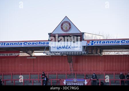 Stevenage, Royaume-Uni. 20 décembre 2025. Vue générale à l'intérieur du stade Lamex avant le match de Sky Bet League One entre Stevenage FC et Burton Albion au stade Lamex de Stevenage, en Angleterre. Crédit : SPP Sport Press photo. /Alamy Live News Banque D'Images