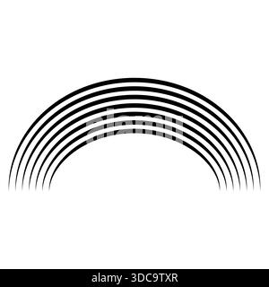 Lignes demi-cercles noires arc-en-ciel formant un arc symétrique, graphique abstrait d'illusion d'optique Illustration de Vecteur