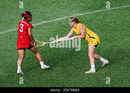 Le tournoi de 10 jours réunissant 20 Nations lors du Championnat du monde de crosse féminine U20 2024 à Hong Kong du 15 au 24 août 2024 Banque D'Images