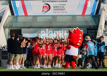 Le tournoi de 10 jours réunissant 20 Nations lors du Championnat du monde de crosse féminine U20 2024 à Hong Kong du 15 au 24 août 2024 Banque D'Images