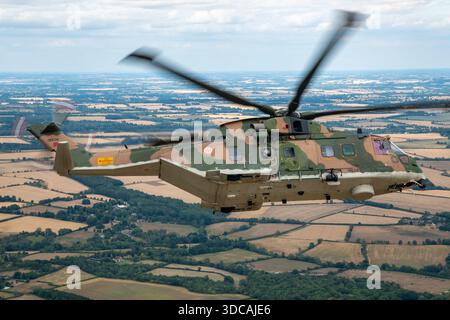 AugustaWestland EH1-1-514, immatriculé 19606, hélicoptère de l'armée de l'air portugaise, lors d'une exposition air-air au Riat Fairford. Banque D'Images
