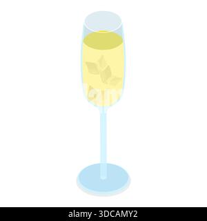 Ensemble 3D Isométrique plat de cocktails, boissons dans différents types de verres. Point 5 Banque D'Images