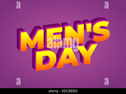 Design de texte 3D coloré avec les mots Mens Day sur un fond violet. Illustration de Vecteur