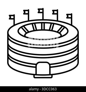 Icône de ligne de construction de stade. Illustration vectorielle d'arène sportive. Illustration de Vecteur