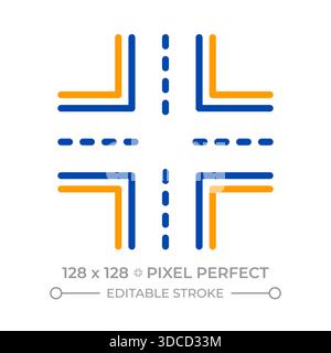 Icône de ligne bicolore parfaite en pixels d'intersection Illustration de Vecteur