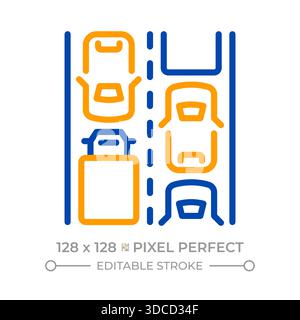 Traffic JAM pixel Perfect deux icônes de ligne de couleur Illustration de Vecteur