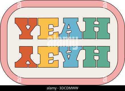 Police de patch autocollant coloré Groovy Y2K Illustration de Vecteur