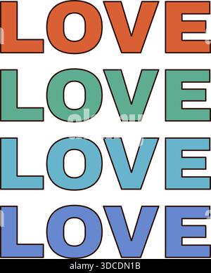 Affiche colorée de typographie d'amour Groovy Y2K Illustration de Vecteur