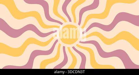Arrière-plan Groovy Retro Sun Burst Illustration de Vecteur