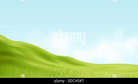 Les collines verdoyantes brillantes sous un ciel bleu clair transmettent calme, nature fraîche et espace ouvert, fond d'illustration vectorielle Illustration de Vecteur
